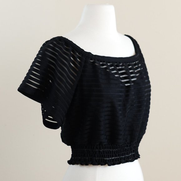 Tracy Reese Off-The-Shoulders Black Crop Top Size Small - Picture 4 of 13